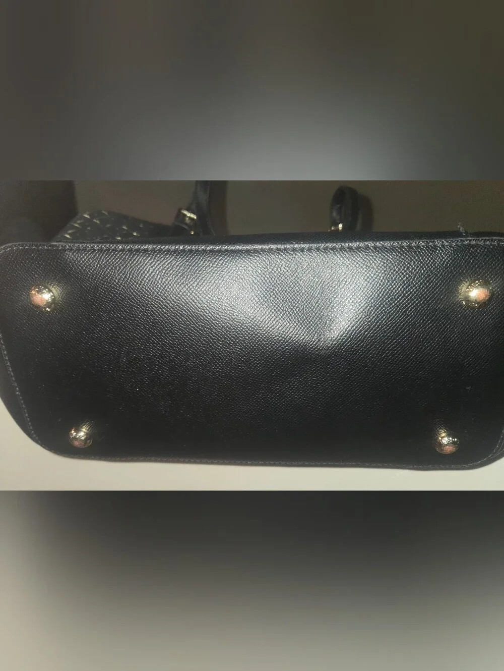 MICHAEL KORS Black Leather Tote with Gold MK Charm EUC